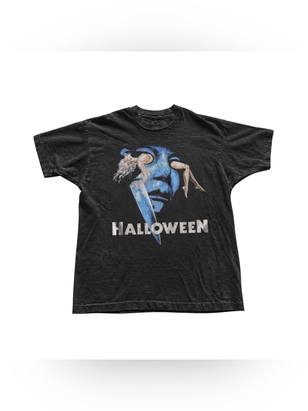 Black Halloween Graphic Tee Blue Artwork